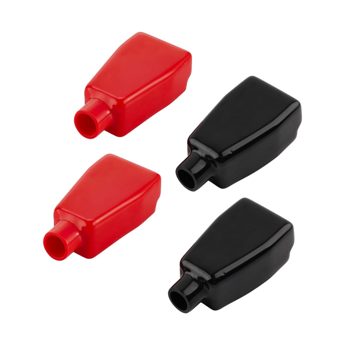 Battery Terminal Insulating Rubber Protector Covers - 14mm X 10mm - Red & Black 2 Pair