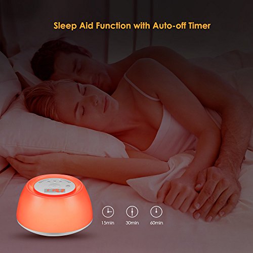 INLIFE Sunrise Alarm Clock with Sunrise Simulation and 4 Natural Alarm Sounds, White Noise Machine with 4 Sleep Sounds, USB Rechargeable 7 Multicolor Dimmable Portable Night Light - Thumbnail 6