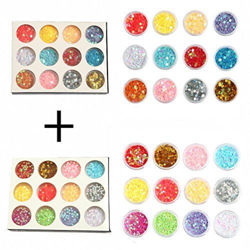 Diy 12 colors 2 sets 24 jars of flower & star iride…
