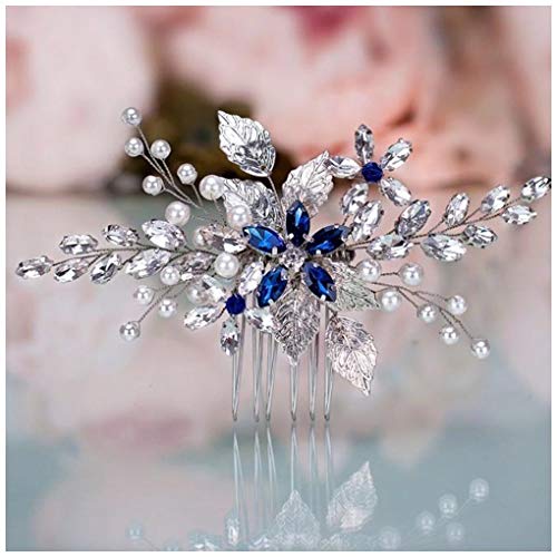 Olbye Wedding Hair Comb Blue Rhinestone Bridal Hair Accessories