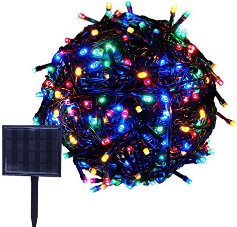 RPGT Solar String Lights 13m 100LED Fairy String Lights with Remote Control Waterproof 8 Modes Solar Powered Starry Lighting (Multi Color) for Outdoor Christmas Tree Garden Wedding Party Decoration