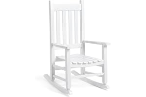 GnL Recsports Child's Wood Porch Rocker - Perfect for Indoor or Outdoor All Weather Porch Rocker for Garden,Lawn,Balcony,Backyard, Use - Suitable for 6-10 Years Old (White)