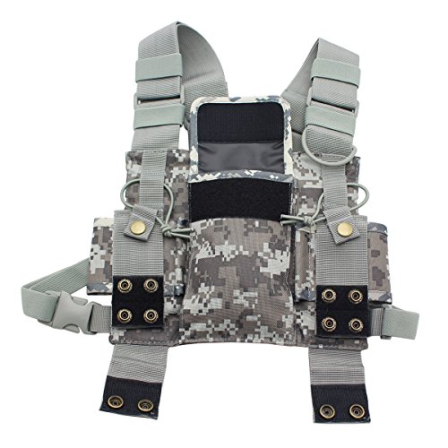 GoodQbuy Universal Radio Harness Chest Rig Bag Pocket Pack Holster Vest for Two Way Radio Walkie Talkie (Rescue Essentials)(Camouflage) - Thumbnail 2