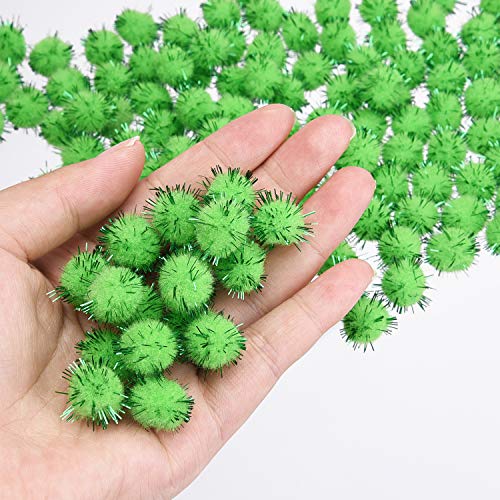 Livder Christmas Pom Poms Pompoms Light Green Glitter Fluffy Balls, DIY Art Crafts Gifts Decorations Supplies(0.6 inches, 500 Pieces) - Thumbnail 3