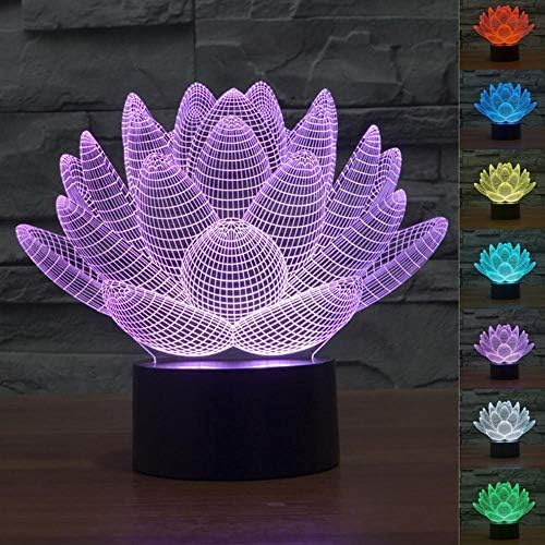 3D Lotus Lamp 3D Glow LED Night Light Lotus Inspiration Battery Powered Bedroom Lamp 7 Colors Bedside Lamp Decor Great