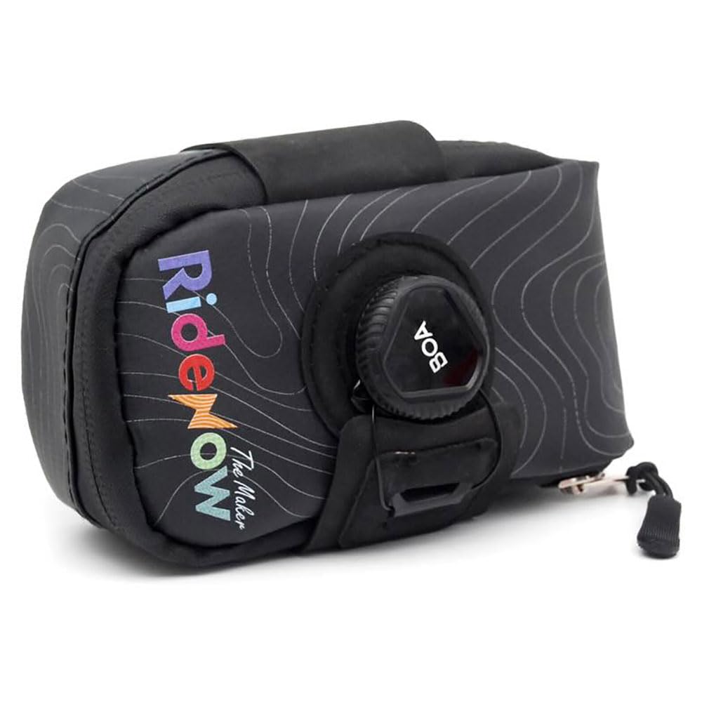 RIDENOW Bicycle Saddle Bag with Boa Closure | Special for Double Suspension Bike | Telescopic Seatpost | 0.45L | Waterproof | YKK Zipper | Road, Gravel, MTB, Urban... | Black