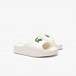 Lacoste Women's Slide Sandal, White/Green, 40.5 EU