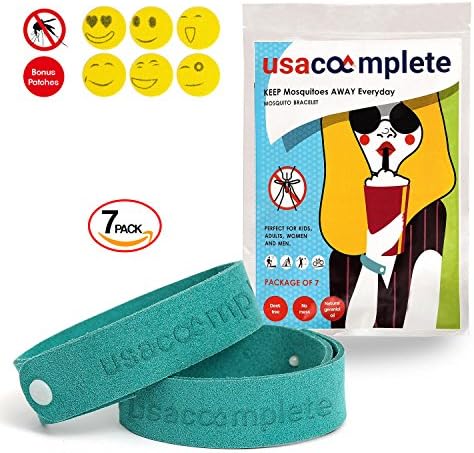 Natural 7 Mosquito Repellent Bracelet Plus 6 Patches for Kids & Adults (Teal)