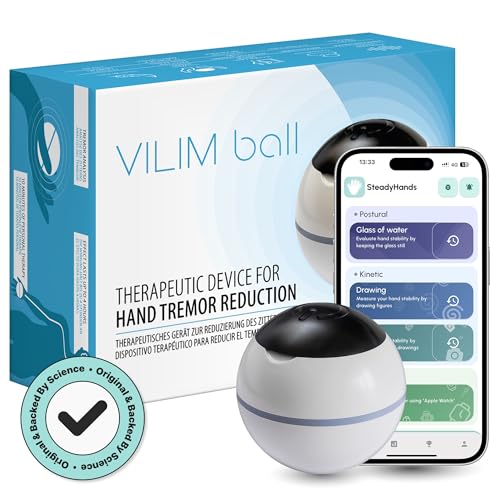 VILIM ball AI-Powered Vibration Therapy Ball for Hand Tremors | For Essential Tremor & Parkinson's, Personalized Tremor Relief, Hand Therapy, Scientifically Backed, Portable & Rechargeable