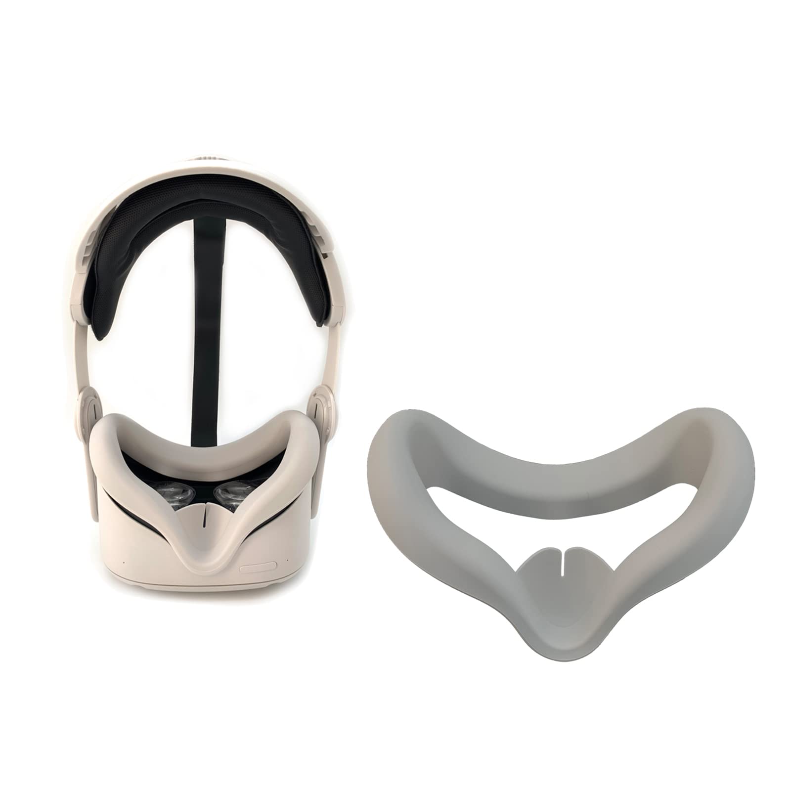 YIPU Silicone Replaceable Cover for Oculus Quest 2, Meta Quest 2 Cover All-in-one Virtual Reality Headset Pad, Sweat-proof and Waterproof VR Cushion(Gray)