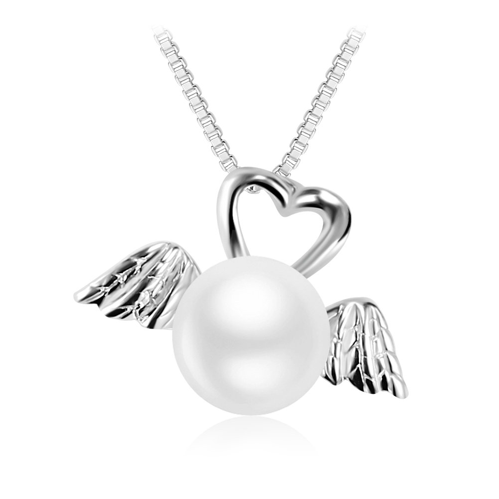 OUXi Sterling Silver Freshwater Look Pearl Pendant Necklace for Women