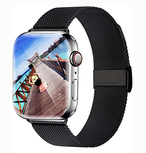 Yaber Stainless Steel Mesh with Adjustable Magnetic Closure Replacement Band Compatible for Apple Watch Series 5/4/3/2/1 (Black, 38MM/40MM)