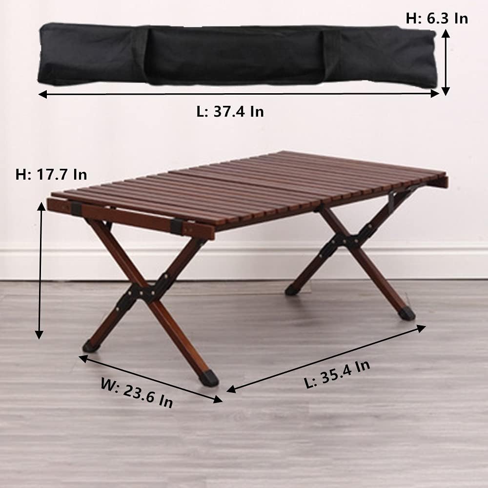 Folding Picnic Table, Portable Outdoor Wooden Dining Table, Egg Roll Folding Beach Table for Party Picnic Travel Barbecue Beach, Etc.: Kitchen & Dining