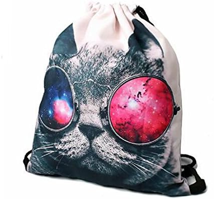 Print Drawstring lightweight Backpack String Backpacks Rucksack Shoulder Bags Gym Bag 15"x11"