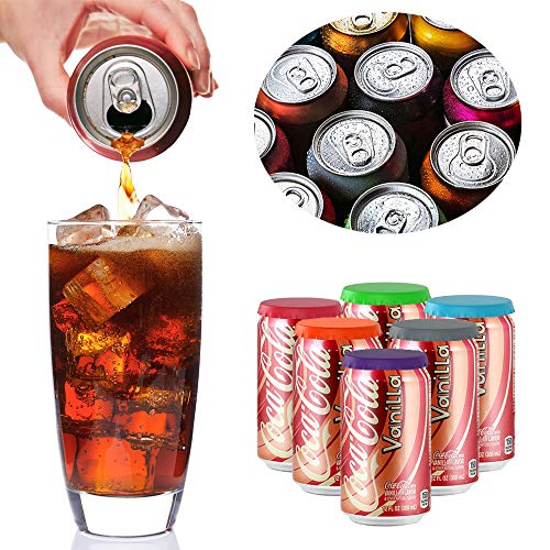Soda Can Lids 6-Pack, 6 Colors Gooze Silicone Soda Saver Can Lids, Soda/Beverage/Beer Can Lids, Can Covers, Can Caps, Can Topper, Can Saver, Can Stopper, Cans Mark, Protector For Standard Cover