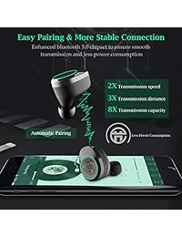 Auriculares inalámbricos verdaderos Vigorun Bluetooth 5.0 con cancelación de ruido con micrófono estéreo, a prueba de sudor, con funda de carga para correr, deportes, entrenamiento