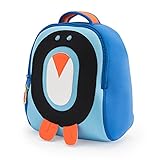 Dabbawalla Bags Cold Feet Penguin Kids' Preschool and Toddler Backpack, Blue/Black/Orange/White