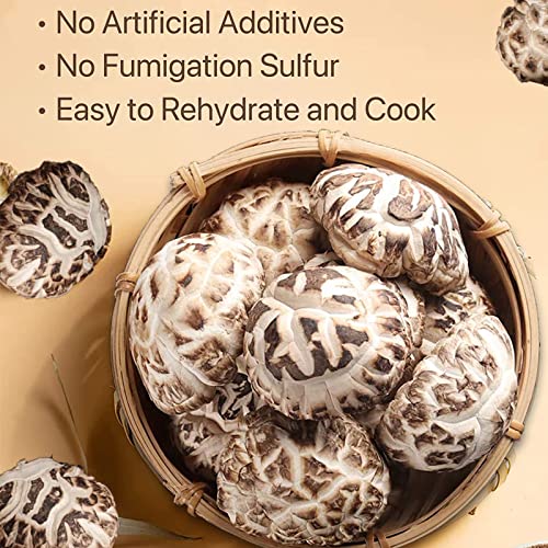 Yan Hou Tang White Flower Shiitake Mushrooms Premium Grade Dried Mushrooms Nutritious All Natural Soft Texture Fresh Flavor Dehydrated Whole Mushrooms 4 oz 112gram