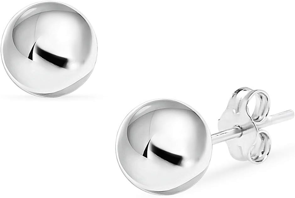 Silverline Jewelry 925 Sterling Silver Bead Ball Stud Earrings | 2mm-11mm
