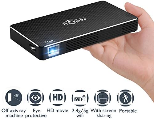 Mobile Pico Video Projector Portable Mini Pocket Size for iPhone and Android,HD Home Theater Cinema Projector with1080P HDMI USB Bluetooth Wifi TF Card