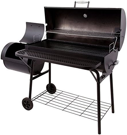 Most Popular Selling Professional Smoker Grill Barbecue With Portable Wheeled Cart- Full 670 Sq Inch Main Cooking Surface Porcelain Non-Stick Surface- 1280 Total Cooking Area Multiple Dampers Durable