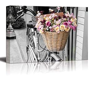 Canvas Prints Wall Art - Vintage Bicycle on Vintage Wooden House Wall | Modern Wall Decor/Home Decoration Stretched Gallery Canvas Wrap Giclee Print. Ready to Hang - 12" x 18"