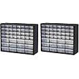 Akro-Mils 44-Drawer Plastic Drawer Storage Cabinet for Garage Organization, Bead Organizer, Building Bricks Storage, Teacher Toolbox, Makeup Organizer, 20-Inch W x 6-Inch D x 16-Inch H, 10144 Black