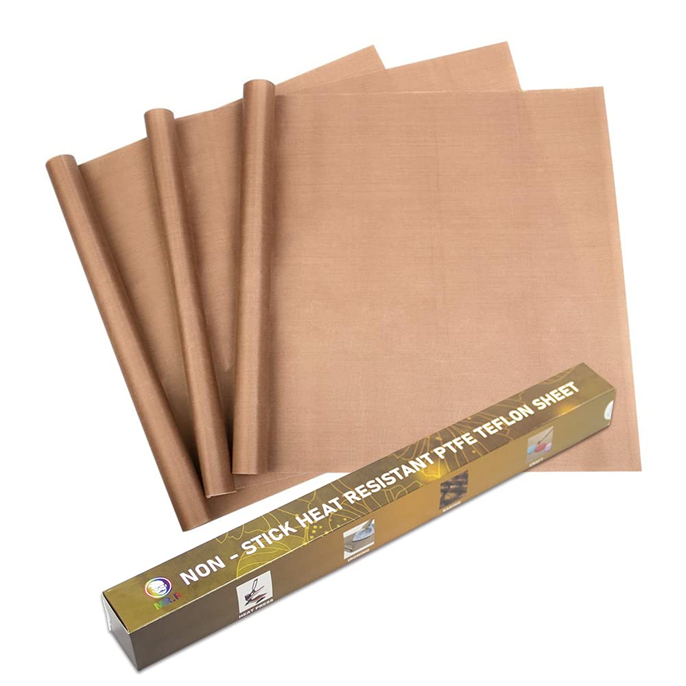 MR.R 3 Packs 16" x 20" 0.11mm Heat Resistant Non Stick PTFE Teflon Sheet Reusable Craft Mat for Heat Press Transfer Baking Cooking Ironing Printing