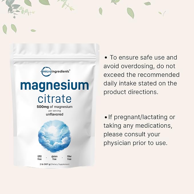 Pure Magnesium Powder, 2lbs | Magnesium Citrate Powder | Unflavored | Relaxation and Nutrient Utilization | Easily Absorbed | Non-GMO, Vegan