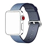 Tentan Woven Nylon Strap Replacement Nylon Band for Apple Watch Band (42mm Navy/Tahoe Blue)