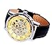 New Brand Mall Men's Mechanical Elegant Skeleton Dial Wrist Watch, (Gold-Black)