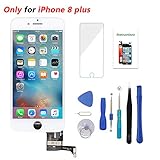 Screen Replacement for iPhone 8 Plus White 5.5 inch 3D Touch LCD Screen Digitizer Replacement Frame Display Assembly Set with Repair Tool Kit