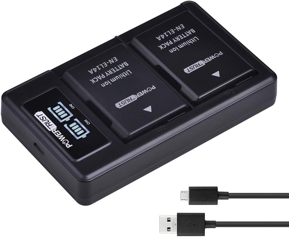 PowerTrust 2x 1500mAh EN-EL14 EN-EL14A Battery and LED Dual Charger for Nikon D5600,D3100, D3200, D3300, D3400, D3500,D5100 - Image 3