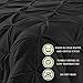 Double Needle Durable Stitching Comfy Bedding 3-piece Pinch Pleat Comforter Set All Season Pintuck Style (Queen, Black)