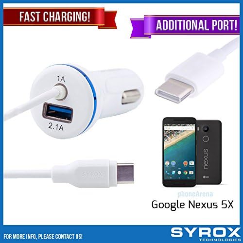 Syrox 50-Pack Type-C Car Charger &amp; Port, Reversible 4 ft Fast Charging for Google 5X, Samsung Galaxy Note 8, S8 Plus, LG V30, V20, G6, G5, Google Pixel, 6P, Nintendo Switch and All
