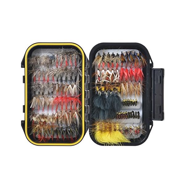 FishingSir-Trout-Fly-Fishing-Flies-Dry-Flies-Wet-Flies-Nymph-Streamer-and-Emerger-Fly-Lures-Double-Side-Waterproof-Pocketed-Fly-Box