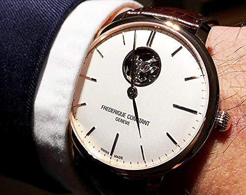 Frederique Constant Men's FC-312V4S4 Slim Line Analog Display Swiss Automatic Brown Watch