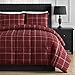Comfy Bedding Luxurious Rose Red Plaid Down Alternative 2 Piece Comforter Set (Twin, Red)