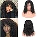 cute fairy 100% Human Hair Wig Kinky Curly Wig with Bangs Black Deep Culy Wig Fluffy Wavy Wig Nature Looking Glueless Wig 18inches