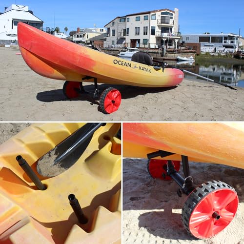 3 in 1 Multi-Function Adjustable Canoe Trolley for Kayak Paddle Small Boats