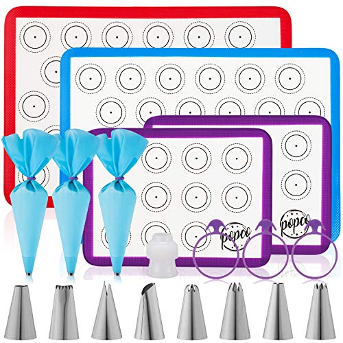 POPCO Macaron Baking Kit (19pcs Set) 2 Half Size and 2 Quarter Size
