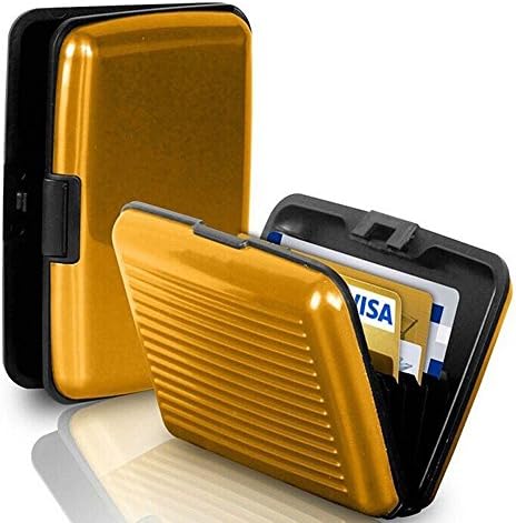 Slim Business ID Credit Card Wallet Holder Aluminum Metal Pocket Case Box Purse (Gold)