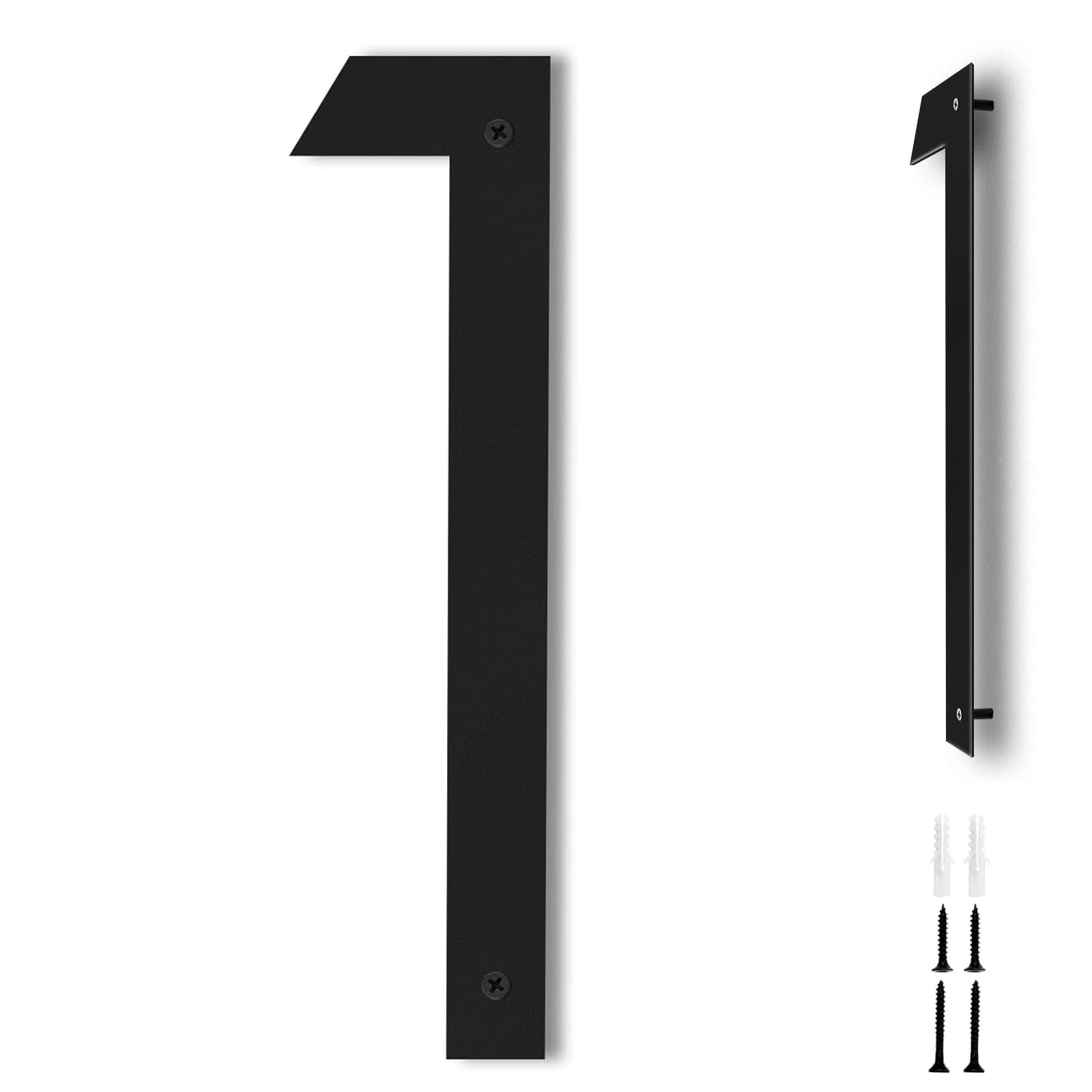House Numbers 12 Inch, Large Black Door Number 1 for Outside, Modern Floating House Signs for Street Address, Weatherproof & Rustproof, 3D Metal Plaque (Number 1)