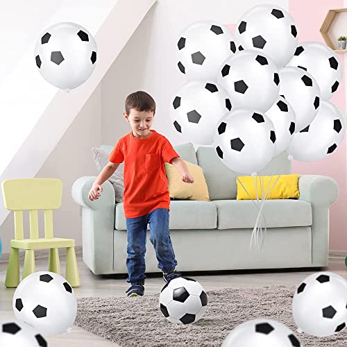 20 Pcs Football Balloons, 12 Inch Black White Soccer Latex, World Cup Theme Party Supplies for Sport Theme, Kids Birthday, Football Fans Party Bag Fillers