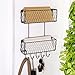 MyGift Wall Mounted Black Chicken Wire Metal Key and Mail Holder Organizer with 4 Hooks, Entryway Hanging Storage Baskets