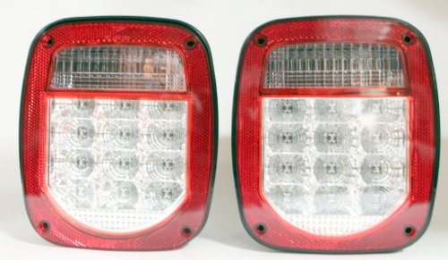 Red Truck Trailer Boat Jeep TJ CJ YJ JK Replacements Stop Turn Tail LED Lights (Stud Mount)