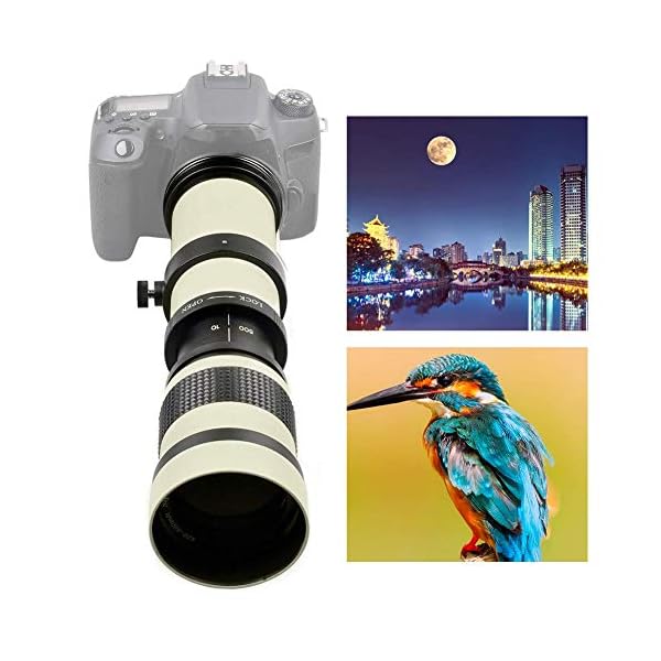 Teleskopobjektiv, weiß mit 420-800MM Super-Telezoom F/8.3-16 Manuelles Fokussieren Teleobjektiv für Canon EOS 100D/200D… – Bild 8