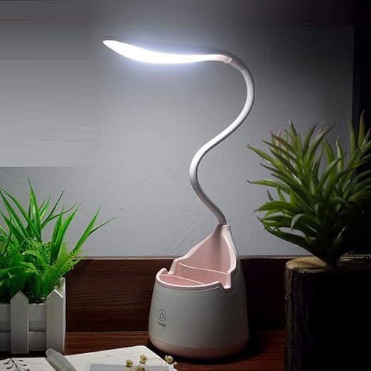 Lampada Da Tavolo A Led Ricaricabile Dimmerabile Portapenne Eye Touch Lampada Da Comodino Rosa