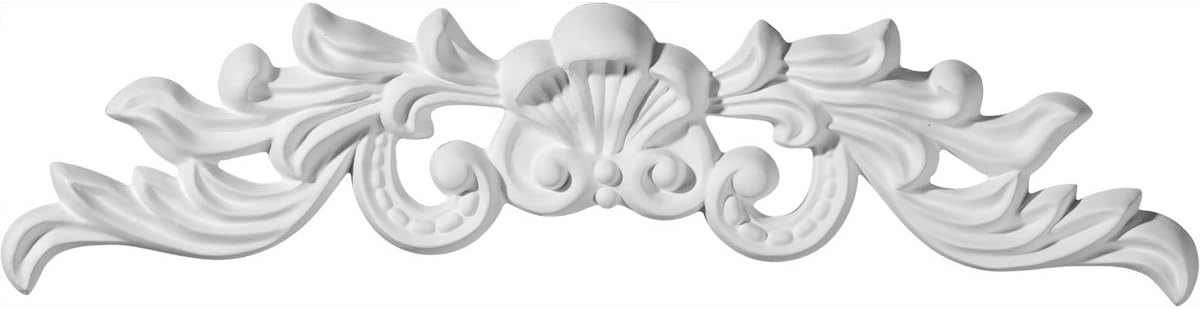 Ekena Millwork ONL11X02X0BI 11 5/8-Inch W X 1 3/4-Inch H X 3/4-Inch P Baile Center with Scrolls Onlay