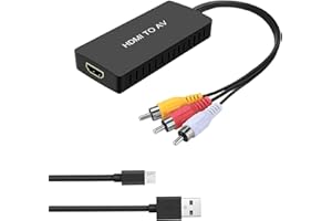 RuiPuo HDMI to AV Converter HDMI to Video Audio Adapter Supports PAL/NTSC Compatible for Roku Streaming Stick, Fire Stick, Apple TV, DVD, Blu-ray Player, HD Box ect (HDMI to RCA Converter)